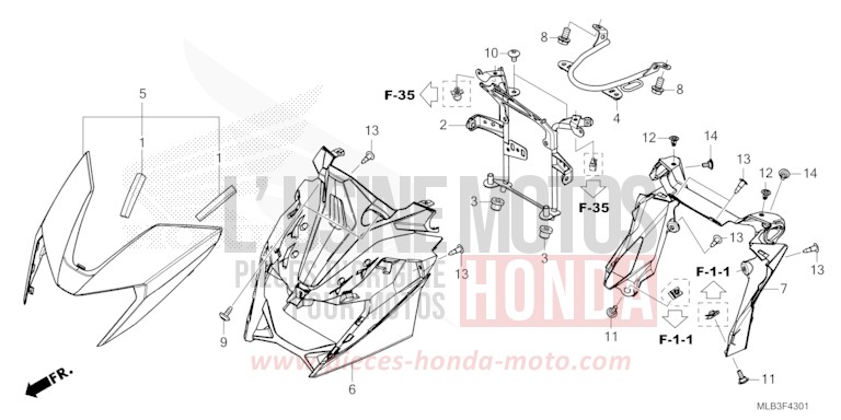 HEADLIGHT COWL (CB750AS) for Hornet 750 MAT PEARL GLARE WHITE (NHB54) from 2025